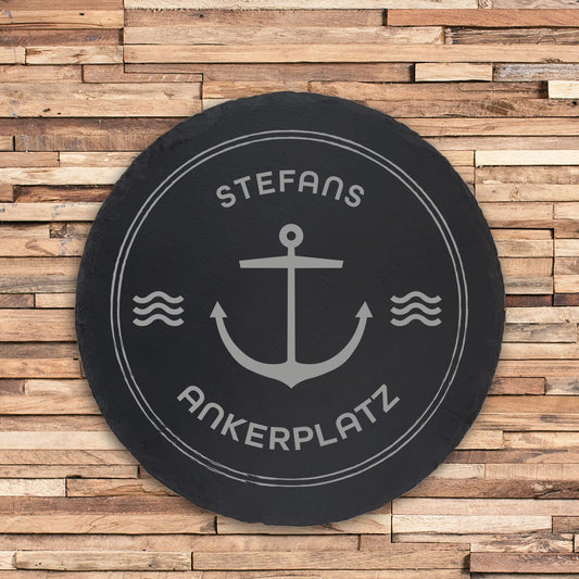 ANKERPLATZ - personalisiertes Schieferschild für Bootsbesitzer