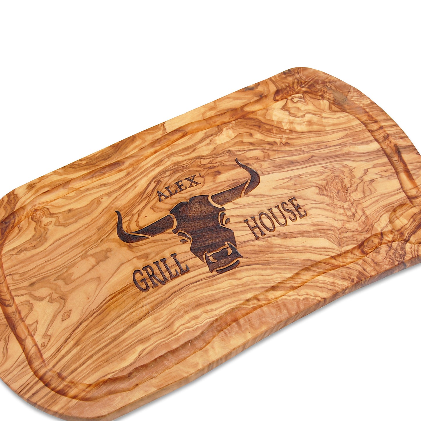 Motiv GRILL HOUSE auf Olivenholzbrett