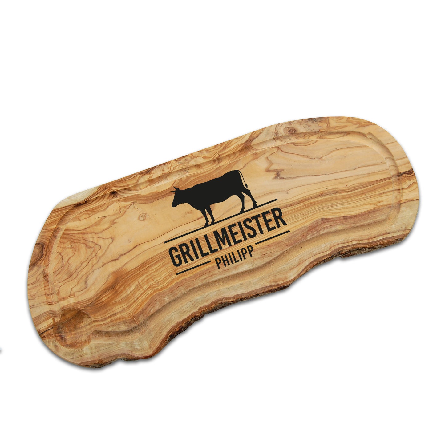 Motiv GRILLMEISTER auf Olivenholzbrett