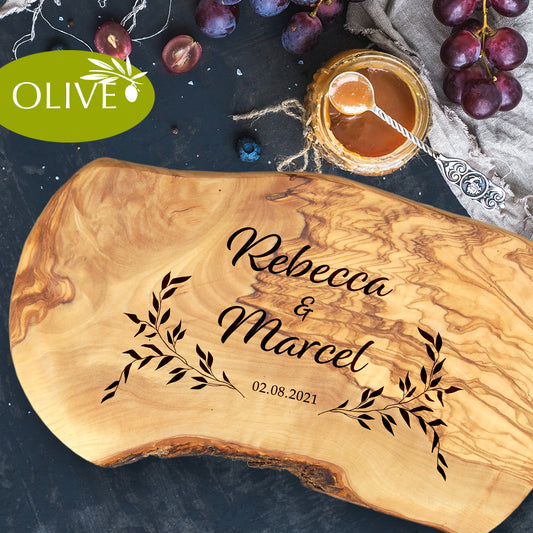 REIGEN - personalisierte Gravur auf ein Olivenholzbrett