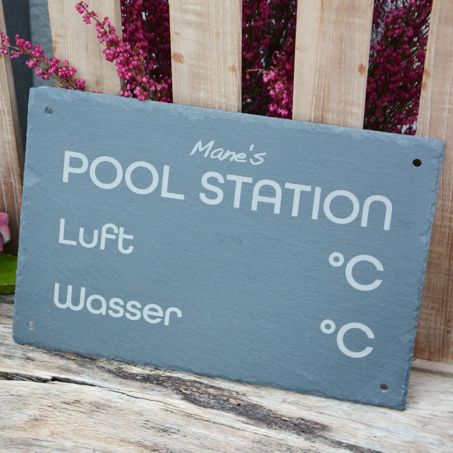 POOL STATION - personalisiertes Schieferschild für den eigenen Spa-Bereich - Jeske Design