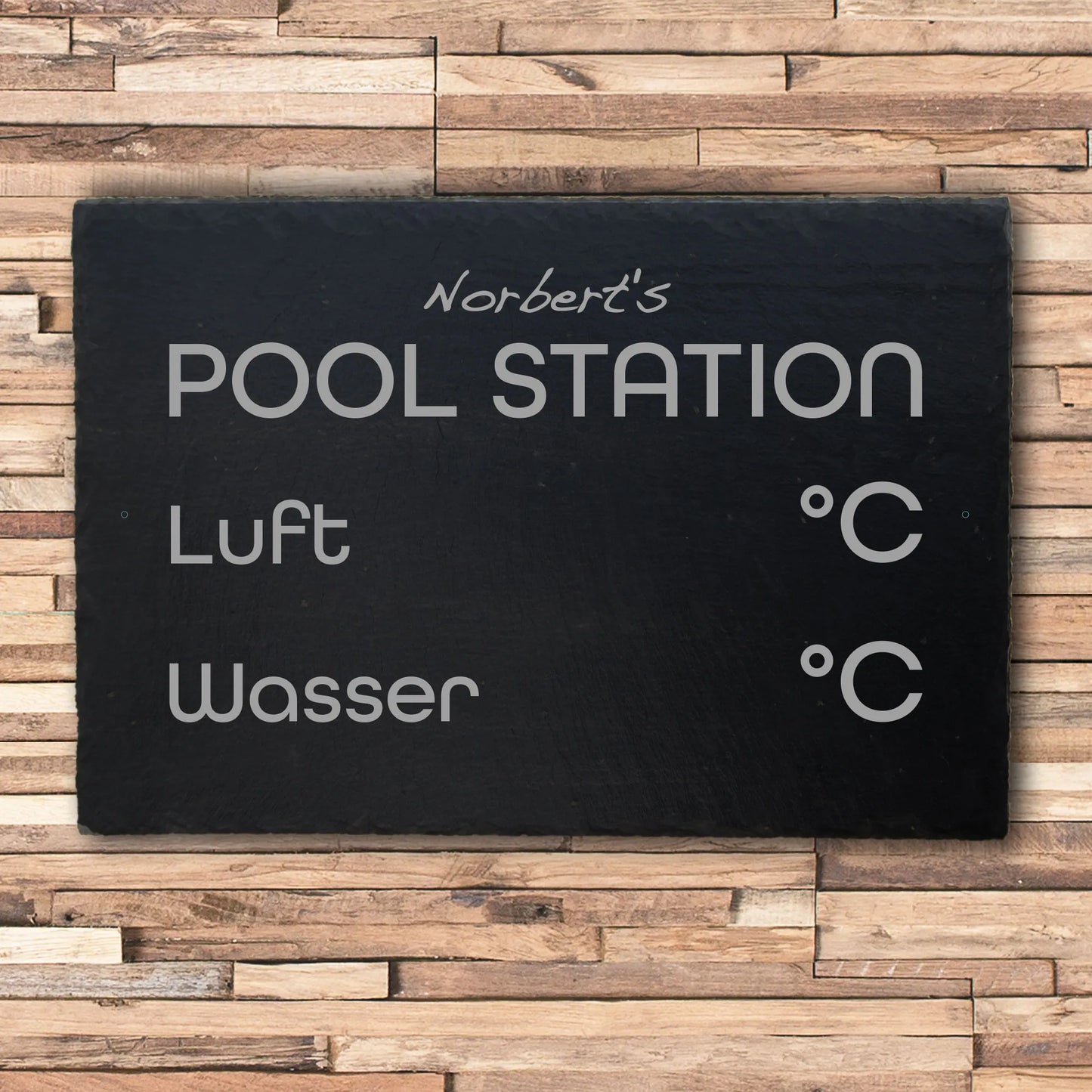 POOL STATION - personalisiertes Schieferschild für den eigenen Spa-Bereich - Jeske Design