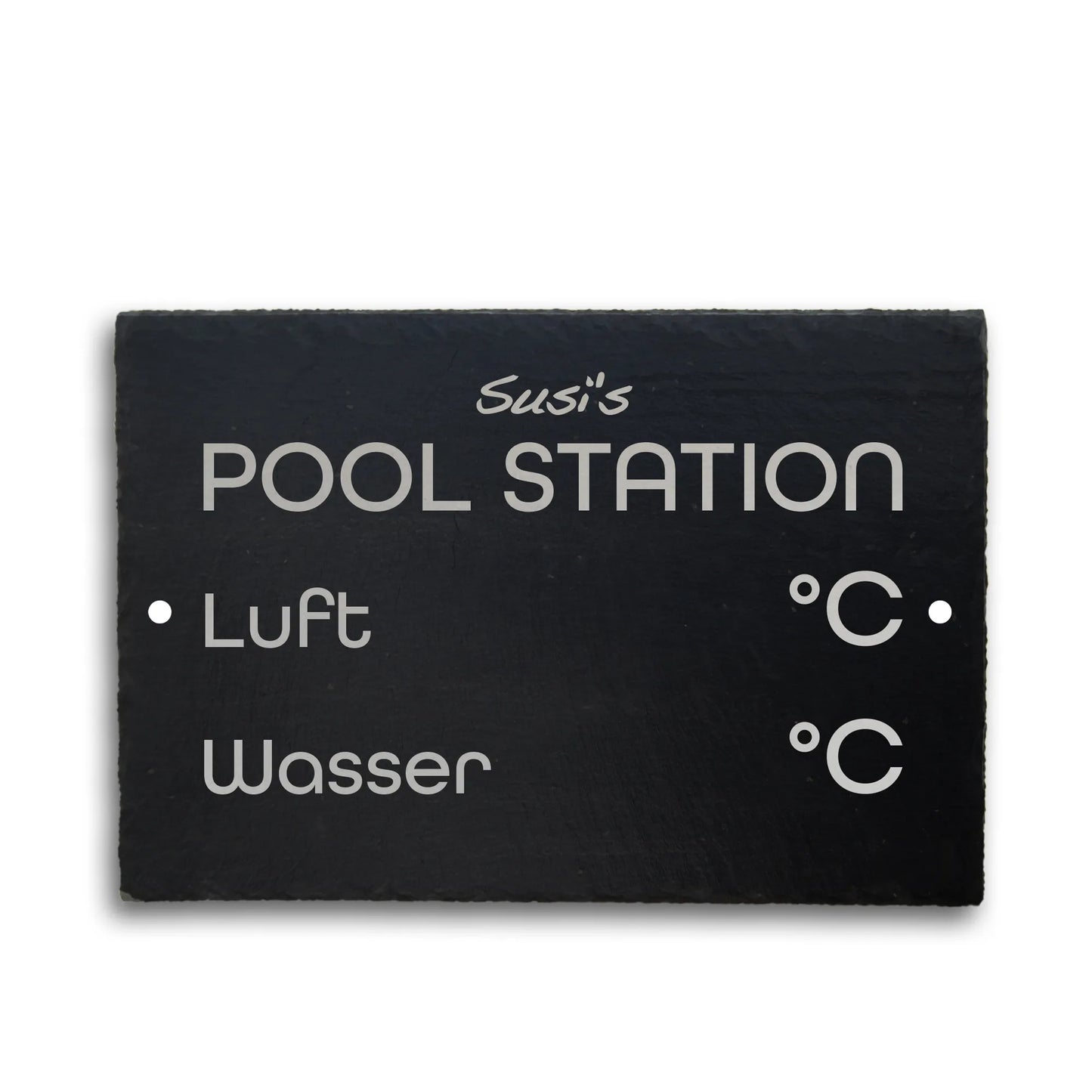 POOL STATION - personalisiertes Schieferschild für den eigenen Spa-Bereich - Jeske Design