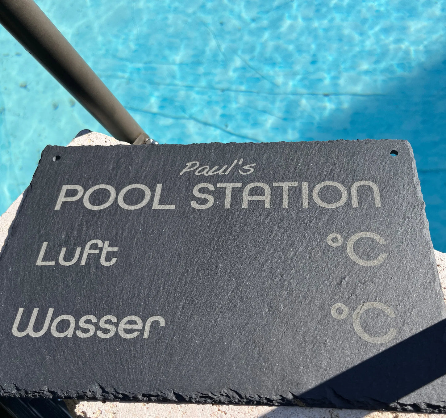 POOL STATION - personalisiertes Schieferschild für den eigenen Spa-Bereich - Jeske Design