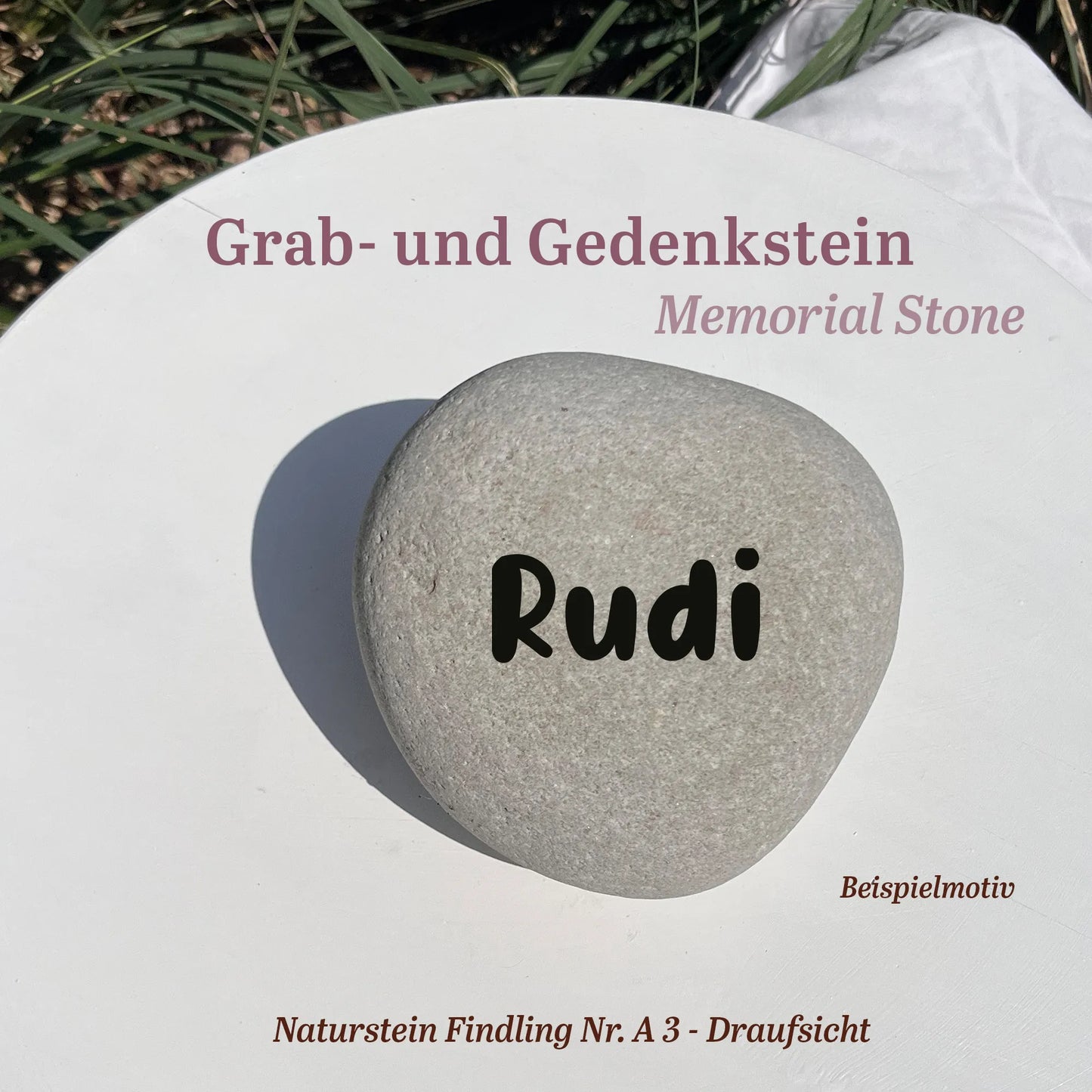 Tiergrabstein für Hund & Katze aus Naturstein - Stein Nr A-3 - Jeske Design