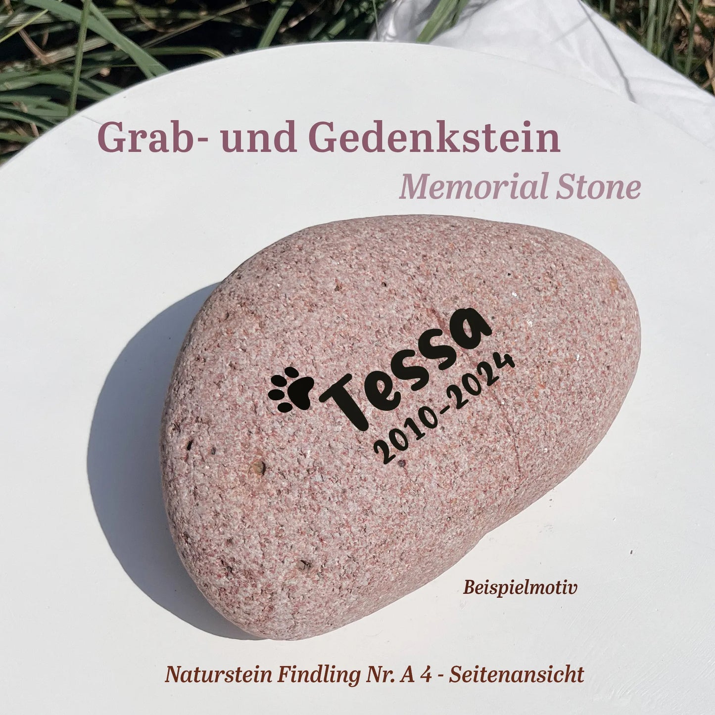 Tiergrabstein für Hund & Katze aus Naturstein - Stein Nr A-4 - Jeske Design