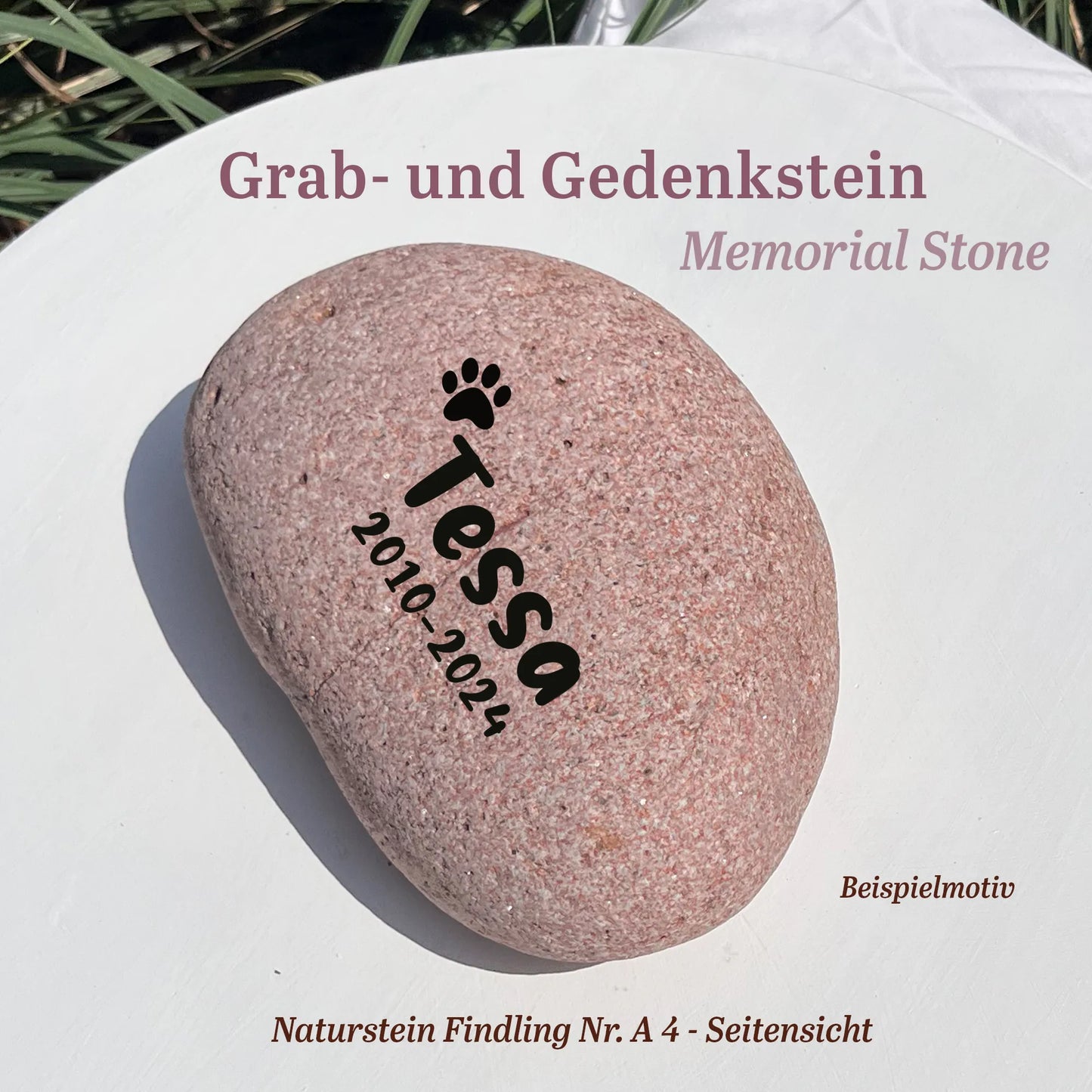Tiergrabstein für Hund & Katze aus Naturstein - Stein Nr A-4 - Jeske Design