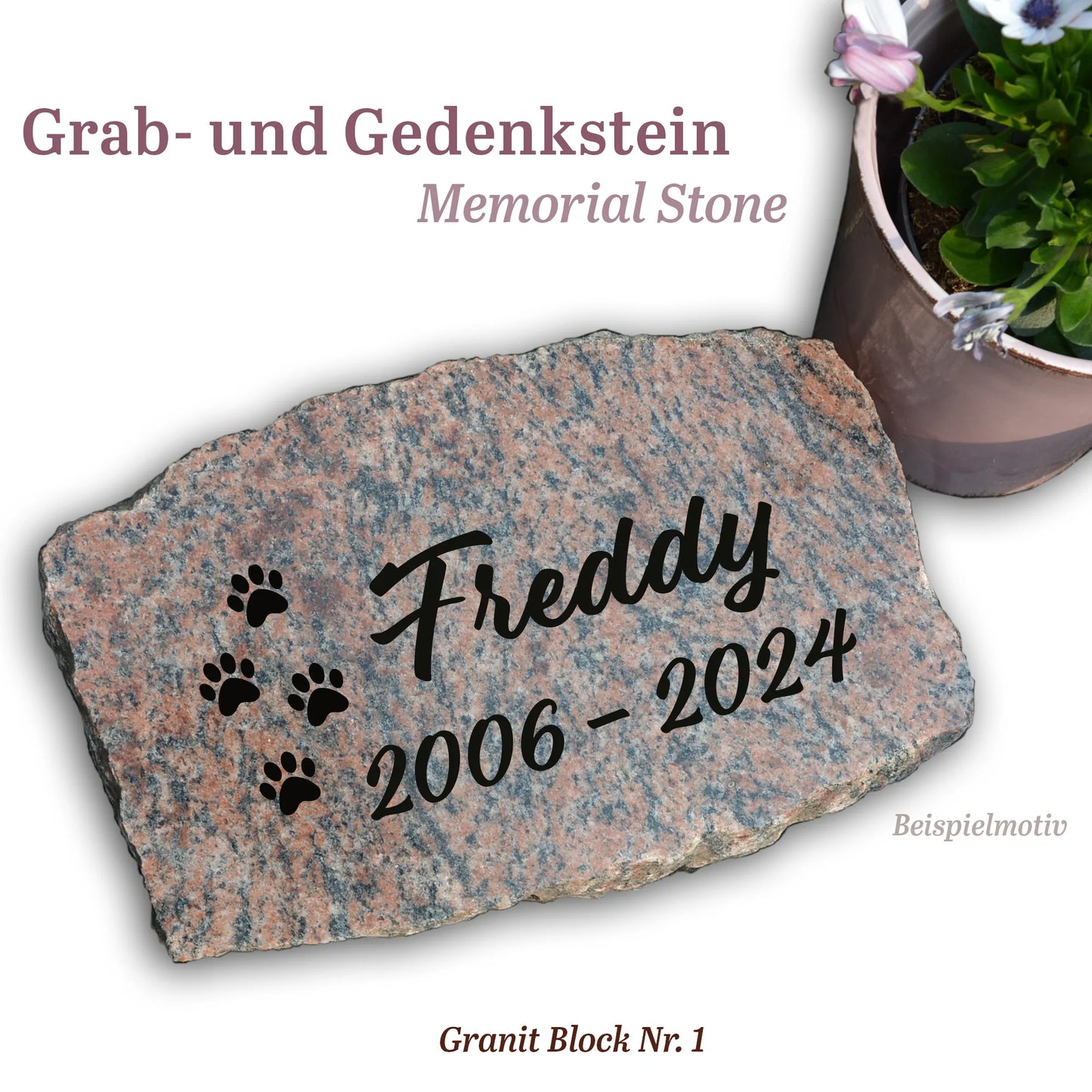 Grab- & Gedenkstein Naturstein geschnitten - Sternenkind, Mensch, Tier - Jeske Design