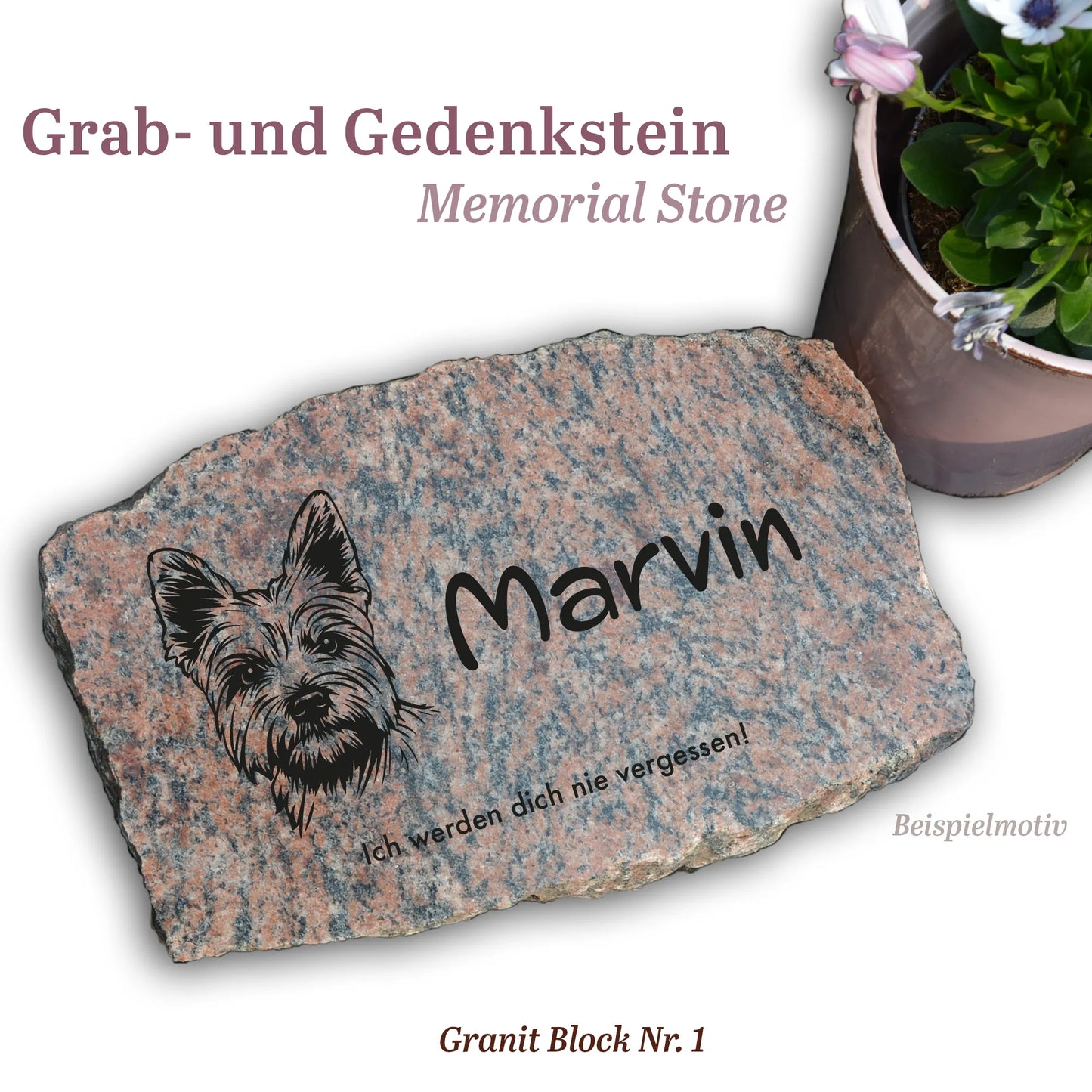 Grab- & Gedenkstein Naturstein geschnitten - Sternenkind, Mensch, Tier - Jeske Design