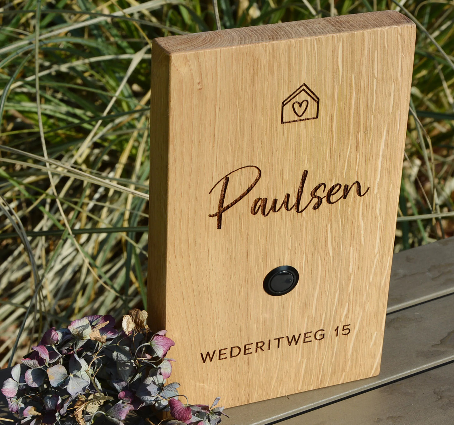 Holz Klingelschild aus Eiche - Motiv PAULSEN - Jeske Design