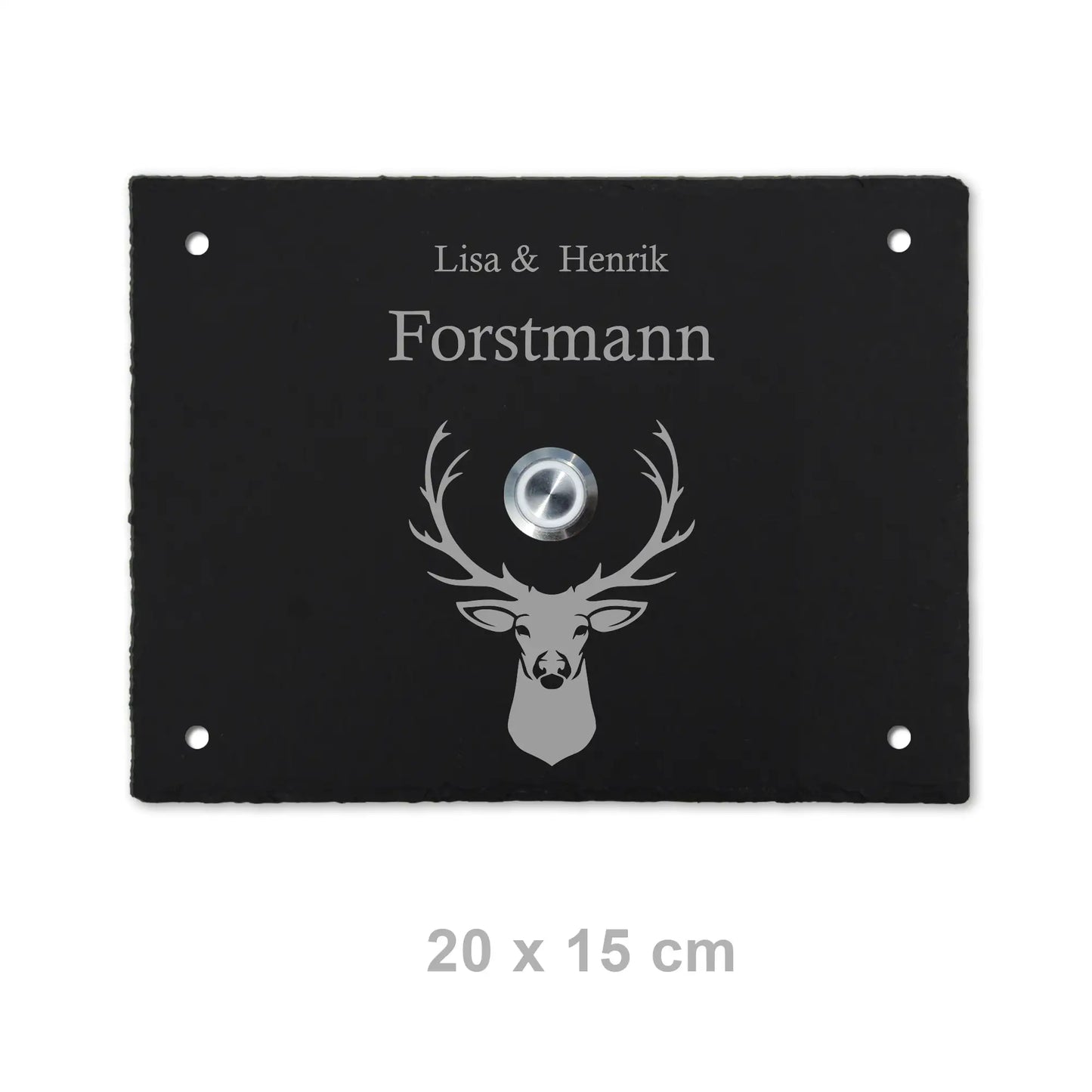 Personalisiertes Klingelschild aus Schiefer - Motiv HIRSCH - Jeske Design
