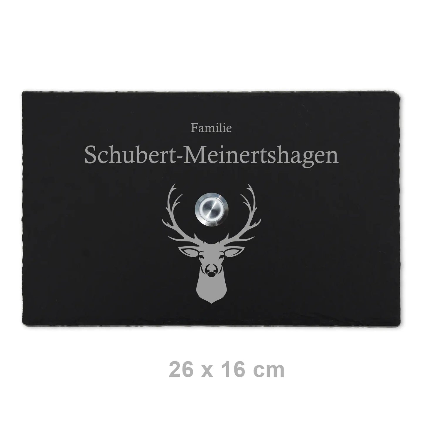 Personalisiertes Klingelschild aus Schiefer - Motiv HIRSCH - Jeske Design