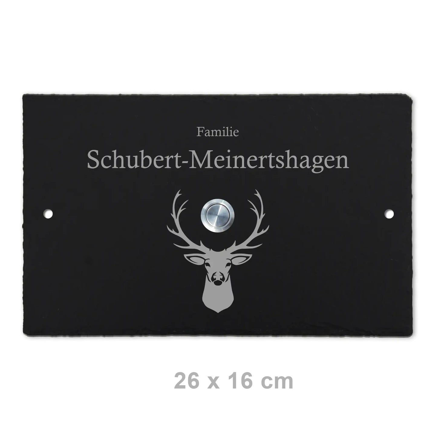 Personalisiertes Klingelschild aus Schiefer - Motiv HIRSCH - Jeske Design