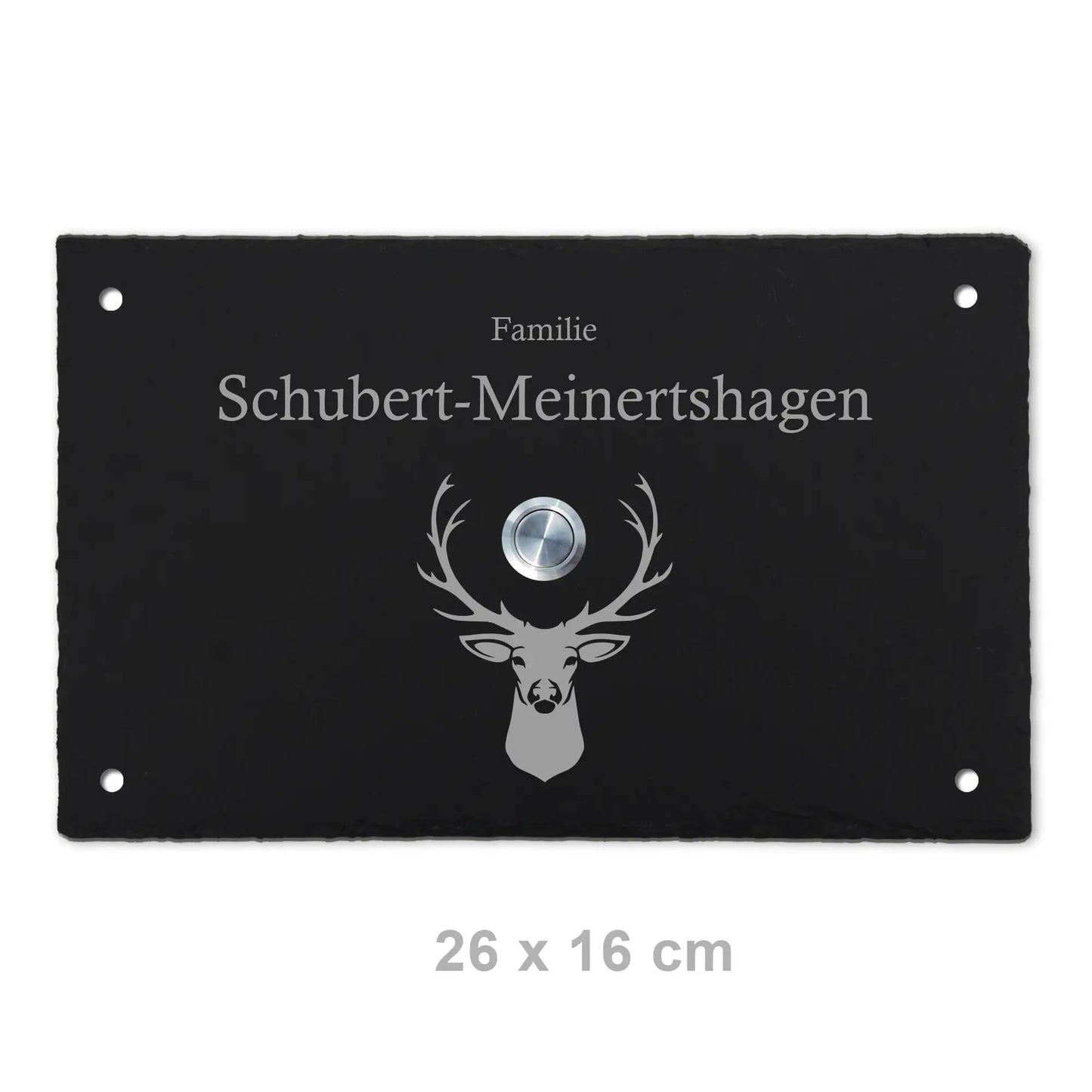 Personalisiertes Klingelschild aus Schiefer - Motiv HIRSCH - Jeske Design