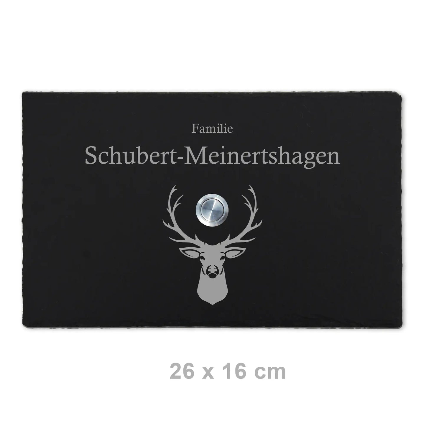 Personalisiertes Klingelschild aus Schiefer - Motiv HIRSCH - Jeske Design