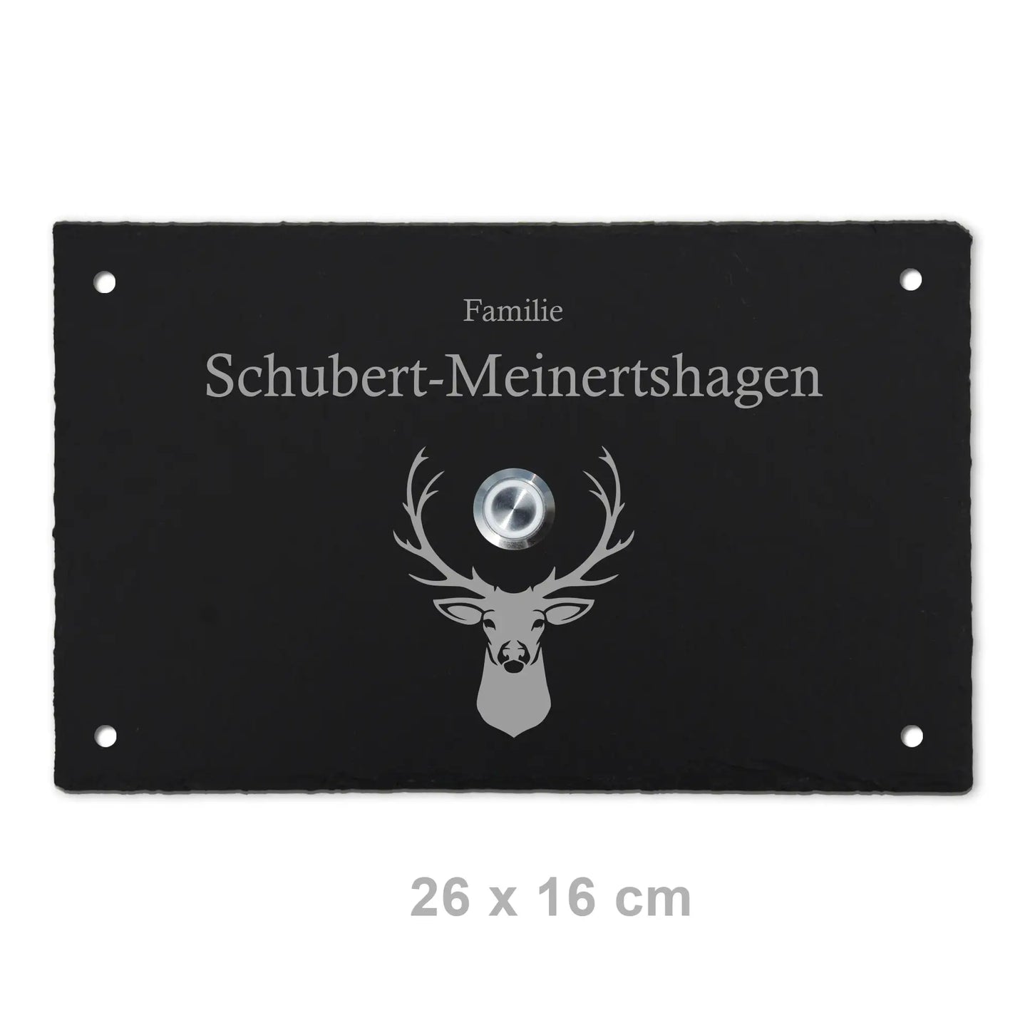 Personalisiertes Klingelschild aus Schiefer - Motiv HIRSCH - Jeske Design