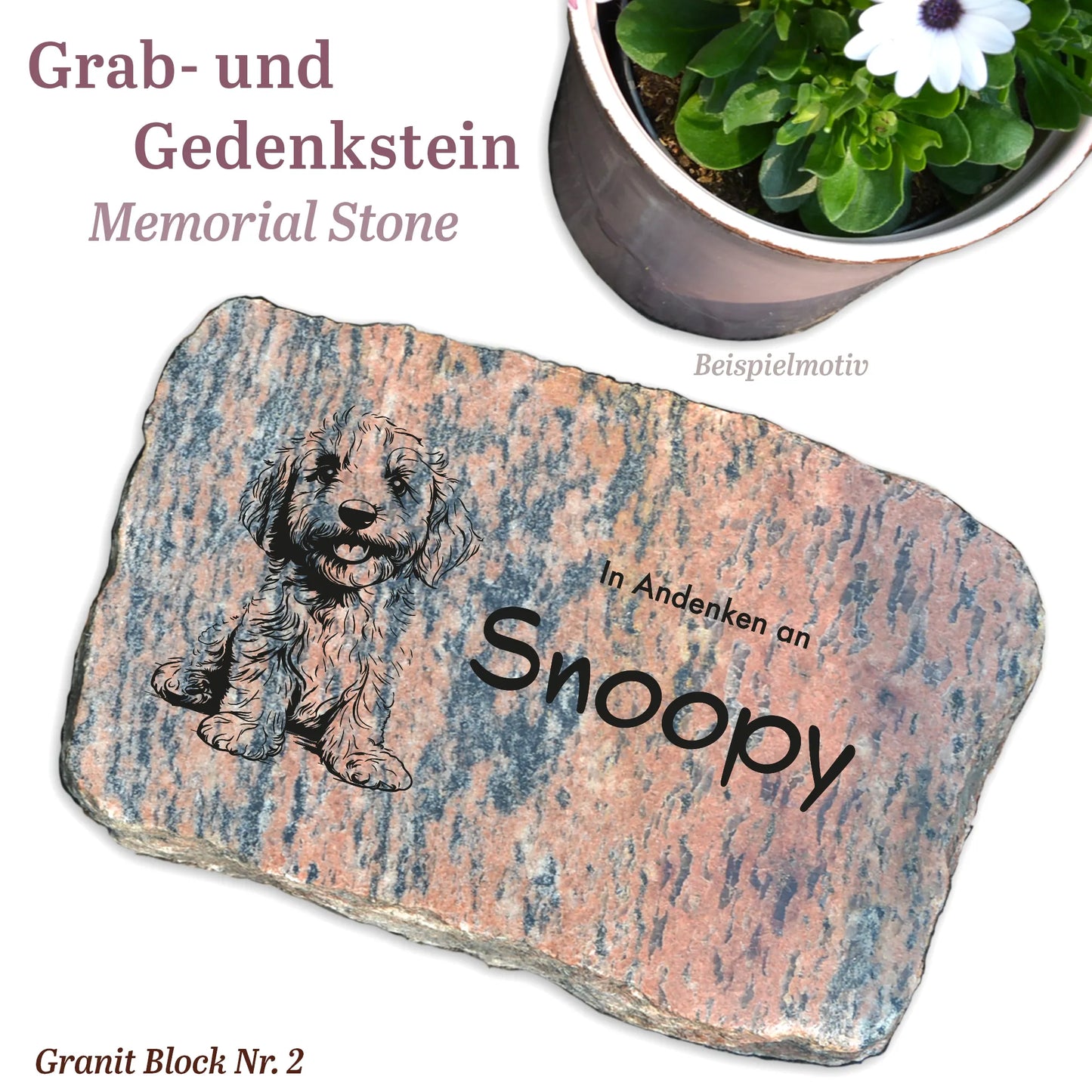 Grab- & Gedenkstein Naturstein geschnitten - Sternenkind, Mensch, Tier - Jeske Design