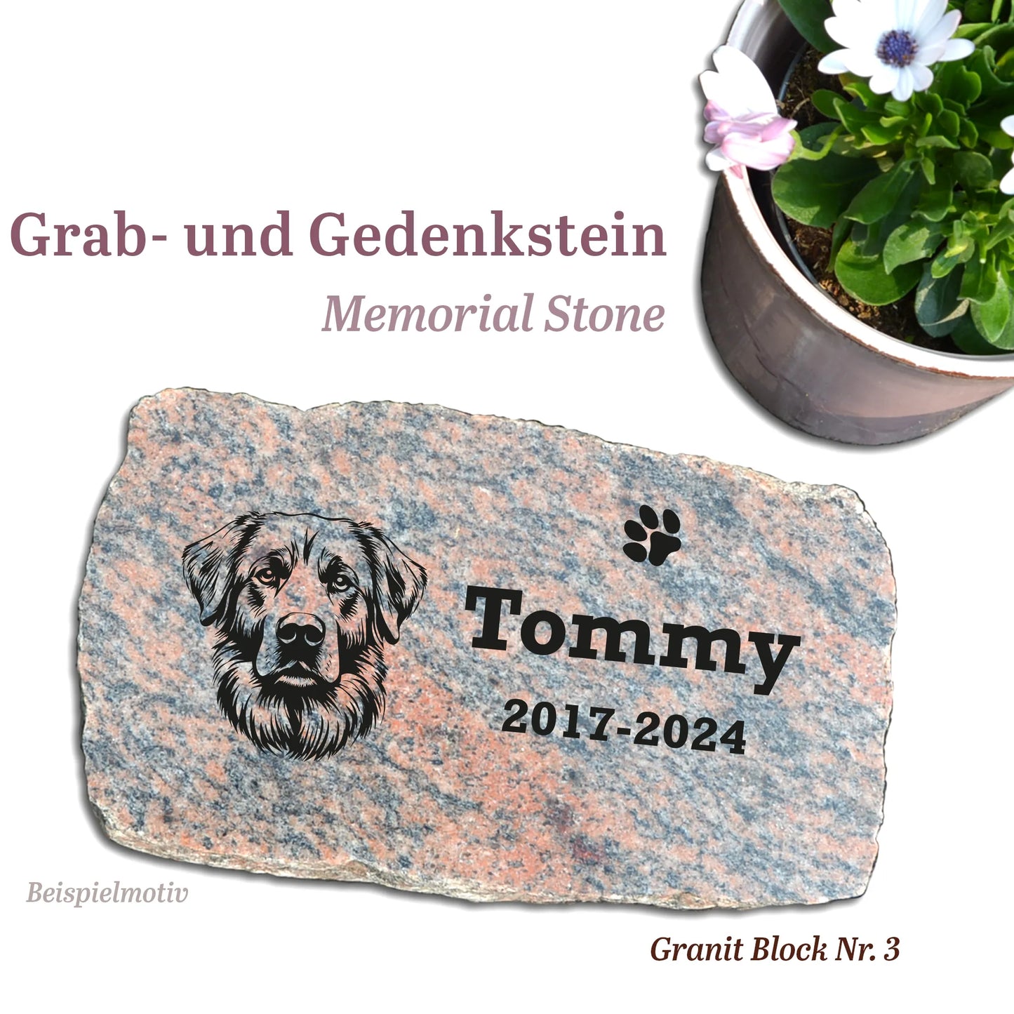 Grab- & Gedenkstein Naturstein geschnitten - Sternenkind, Mensch, Tier - Jeske Design