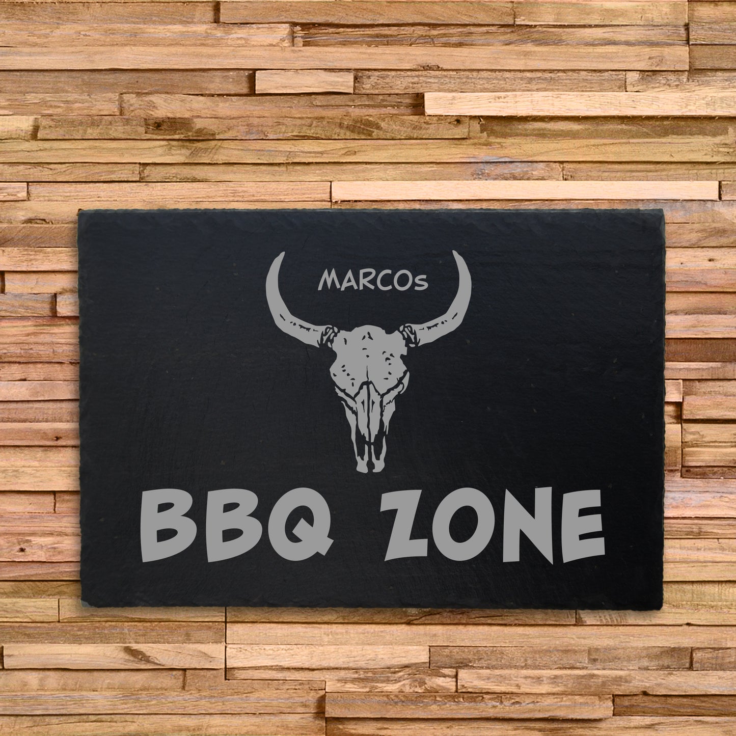 BBQ LOUNGE - personalisiertes Schieferschild für die BBQ-Ecke