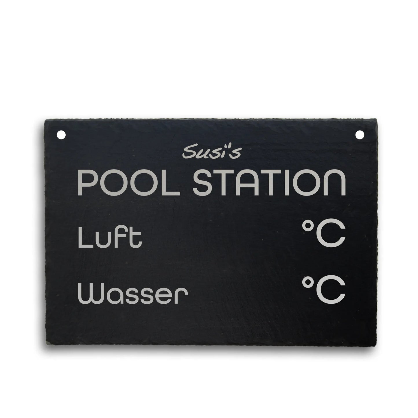 POOL STATION - personalisiertes Schieferschild für den eigenen Spa-Bereich - Jeske Design
