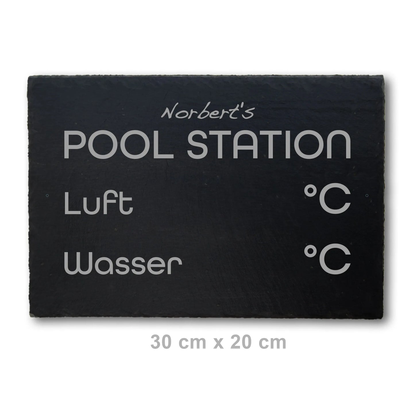 POOL STATION - personalisiertes Schieferschild für den eigenen Spa-Bereich - Jeske Design