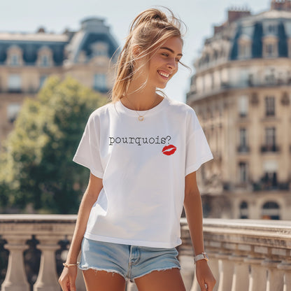 POURQUOIS? - Wonderful Unisex T-Shirt aus Bio-Baumwolle mit Motiv bedruckt