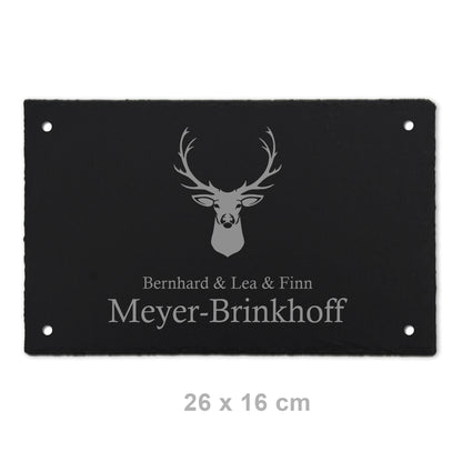 Türschild aus Schiefer - Gravur Motiv HIRSCH