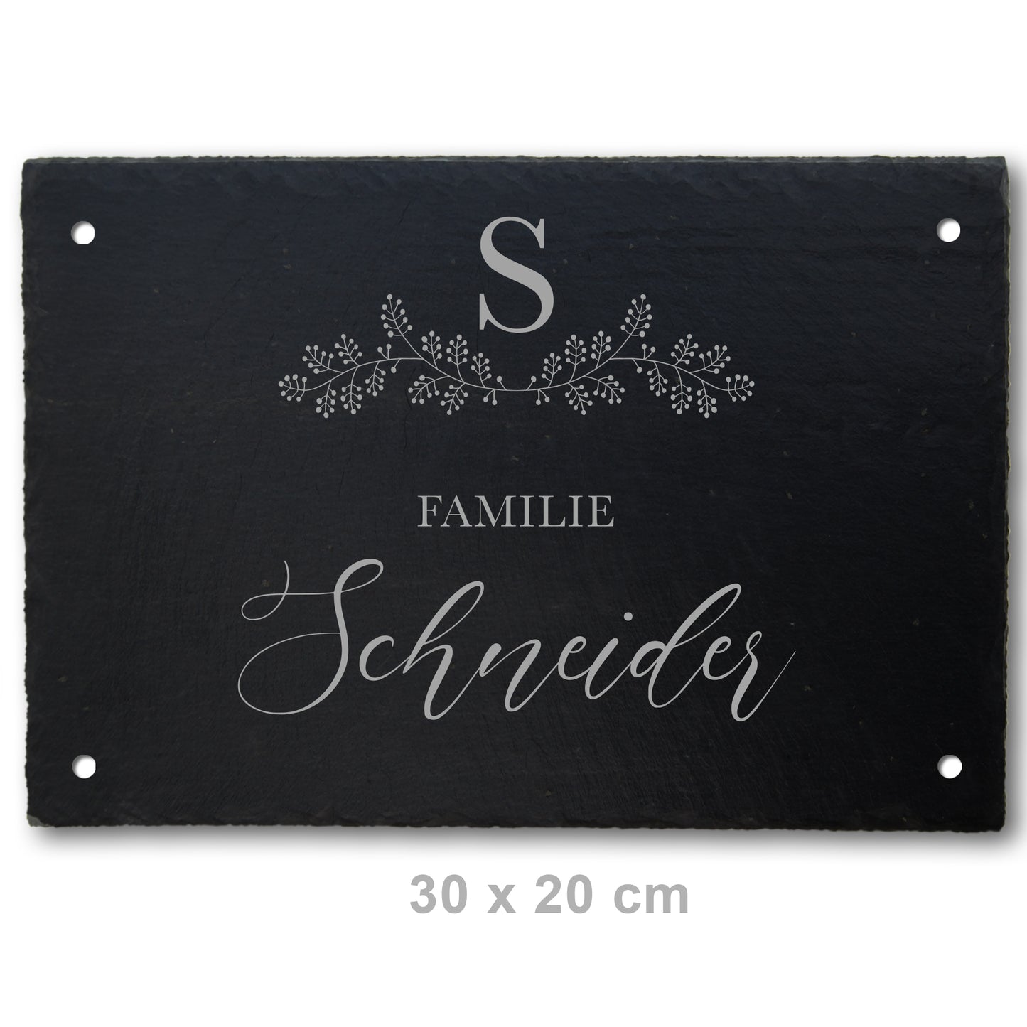 Plaque de nom et de porte personnalisée en ardoise avec motif HERBAL