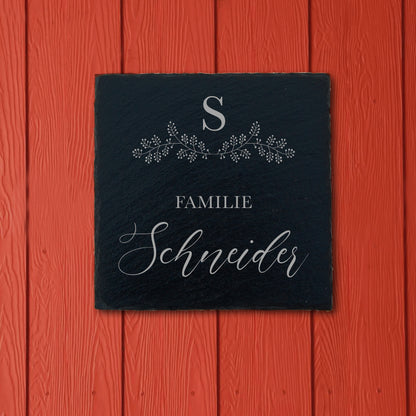 Türschild aus Schiefer - Gravur Motiv MONOGRAM