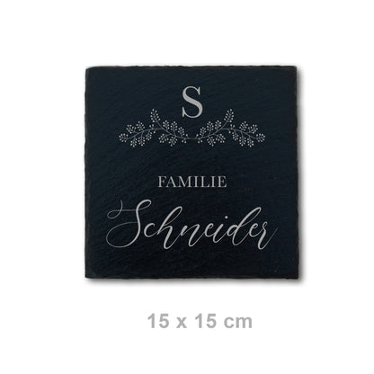 Personalized slate name and door sign with HERBAL motif