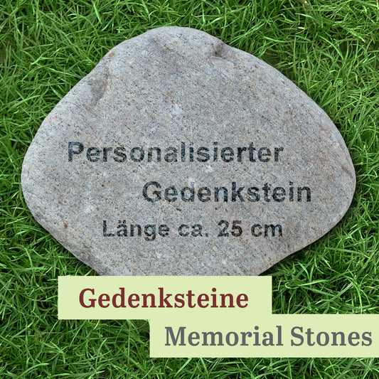 XL Personalisierter Haustier Gedenkstein - Schriftauswahl Gravur mit Motiv auf Naturstein – Urne Friedhof Erinnerung Andenken Tod Hund Katze