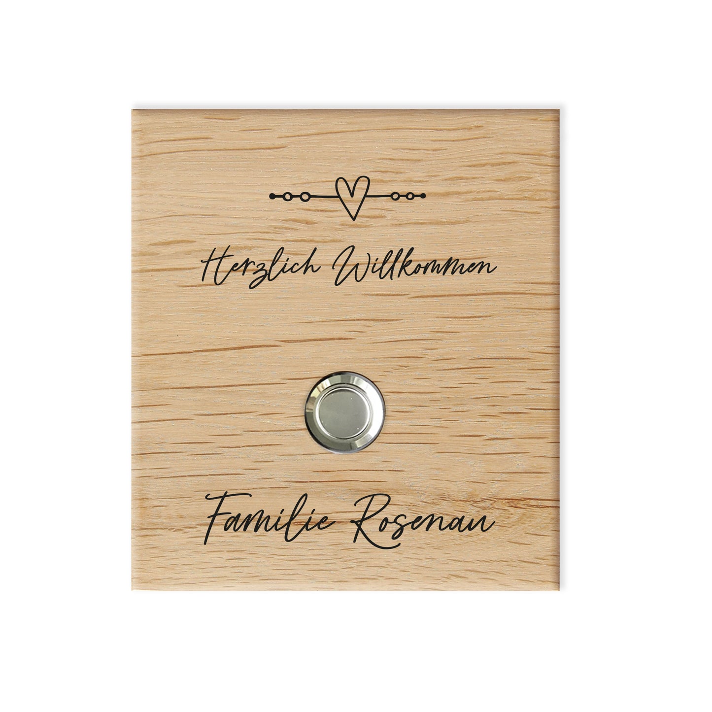 Doorbell plate personalized from oak - motif ROSENAU