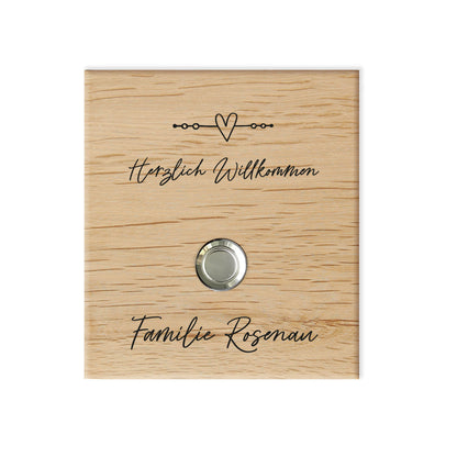 Doorbell plate personalized from oak - motif ROSENAU