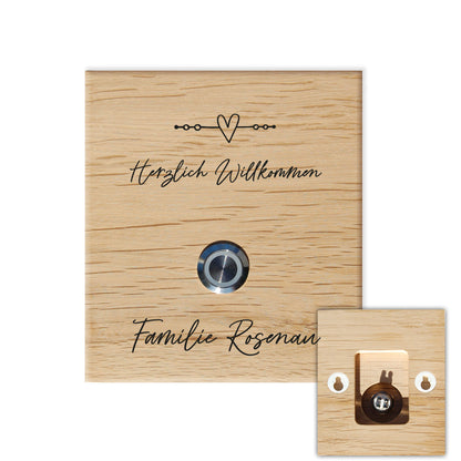 Doorbell plate personalized from oak - motif ROSENAU