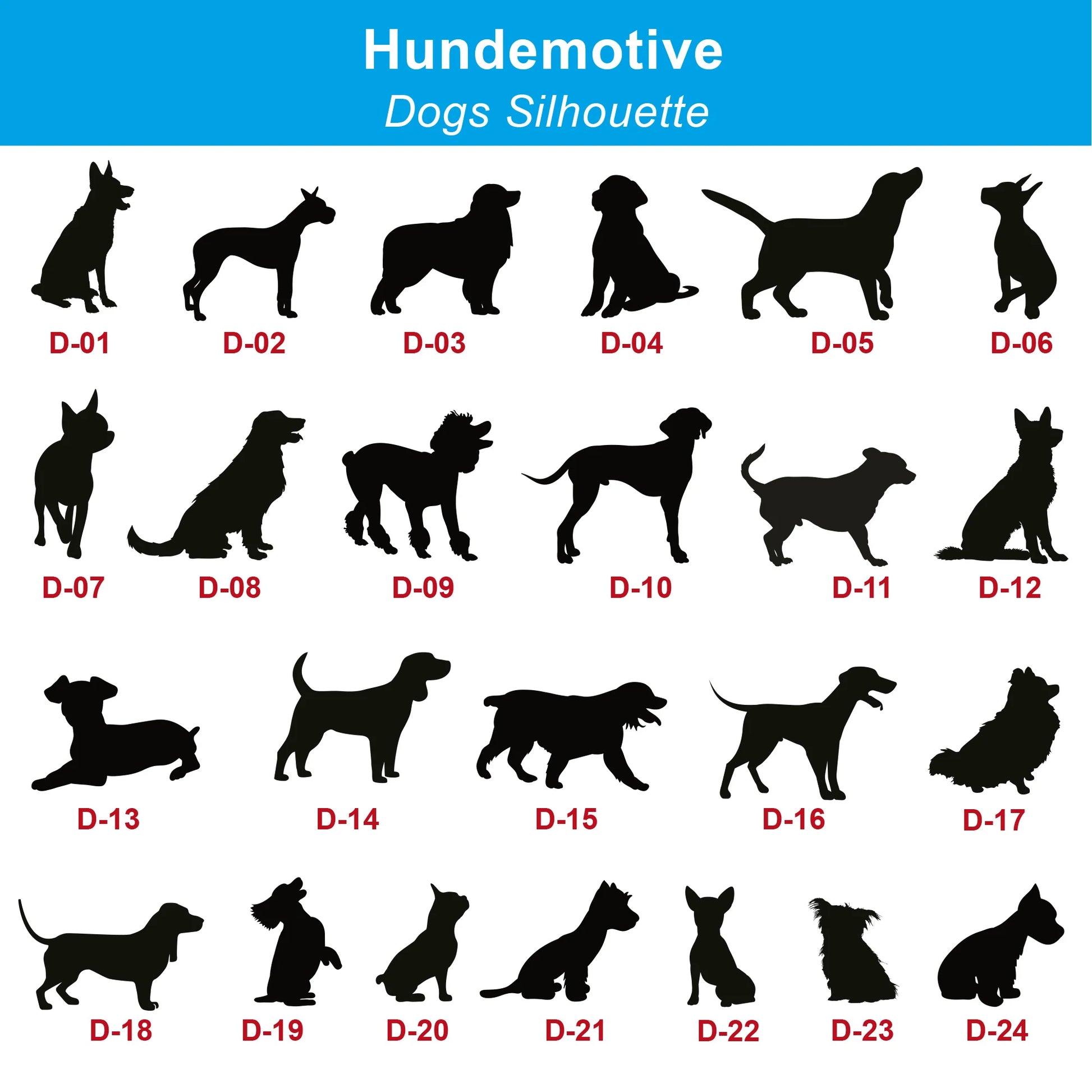 Auswahl der Gravurmotive wie Hundesilhouette für Grabstein Gedenkstein für Hund und Katze