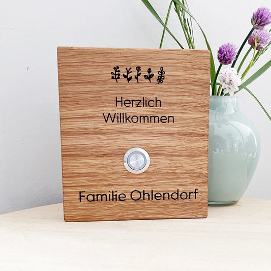 Holz Klingelschild aus Eiche - Motiv MARKOWITZ - Jeske Design