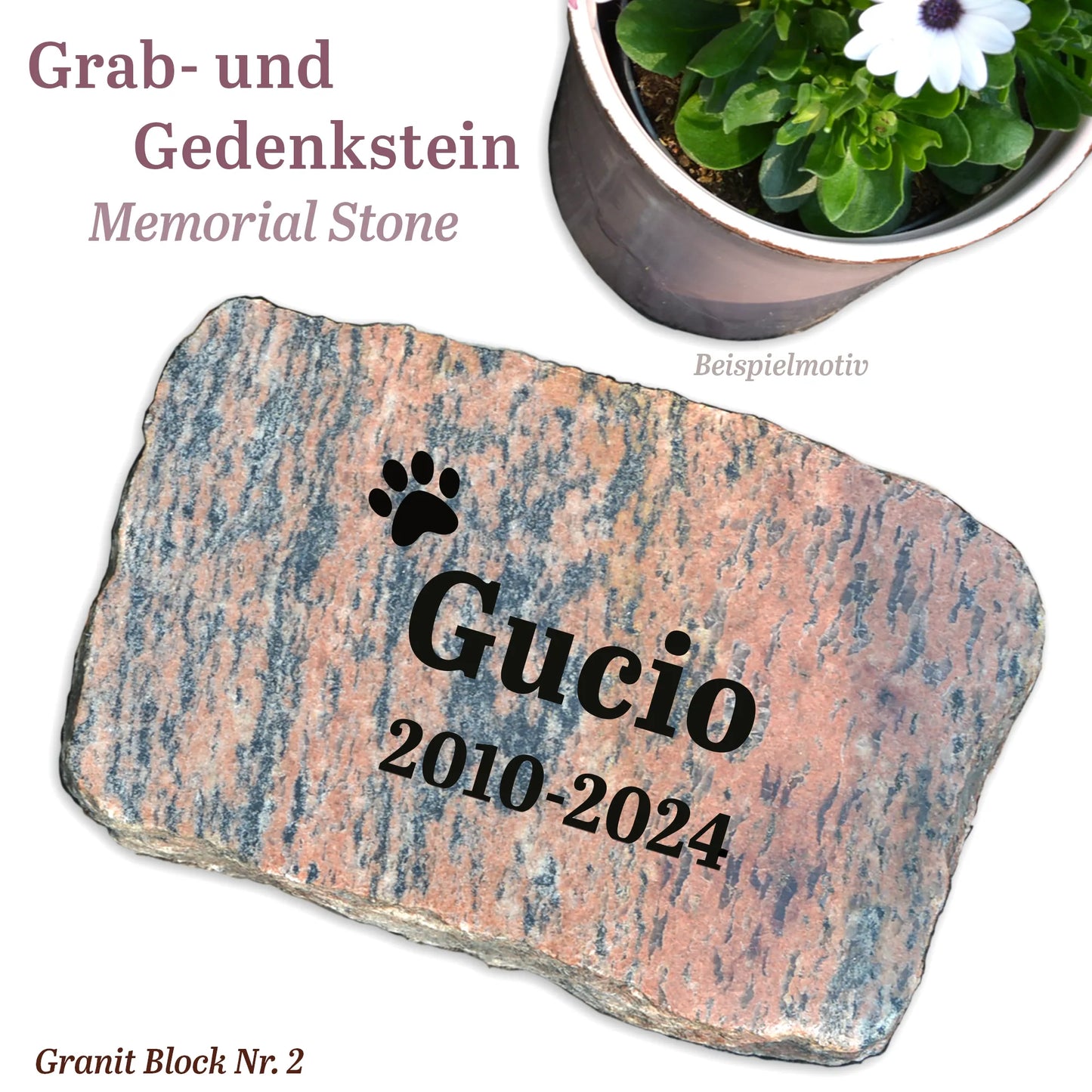Grab- & Gedenkstein Naturstein geschnitten - Sternenkind, Mensch, Tier - Jeske Design