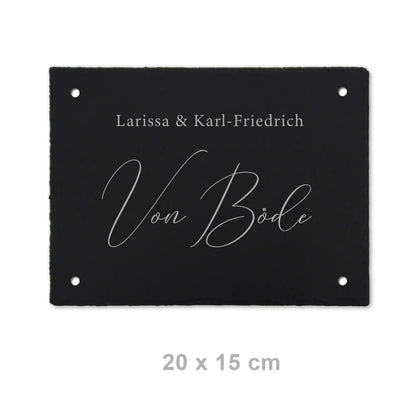 Türschild aus Schiefer - Gravur Motiv BARGHAUSEN - Jeske Design